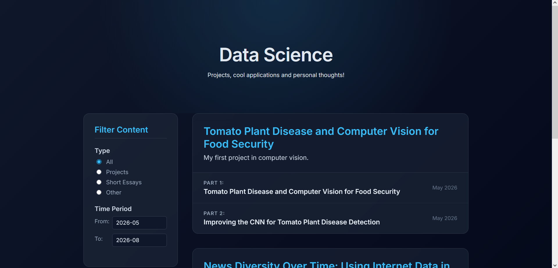 Data Science Blog Screenshot